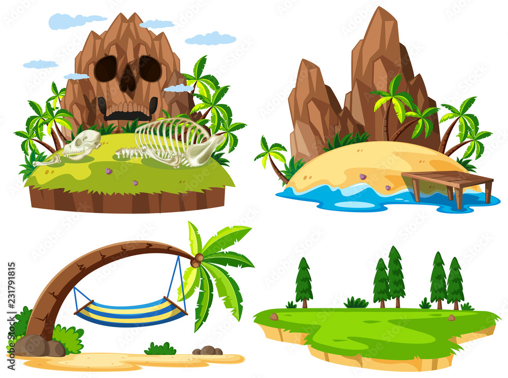 Set of different island