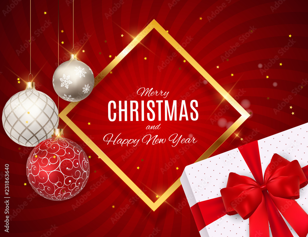 Merry Christmas and New Year Background. Vector Illustration