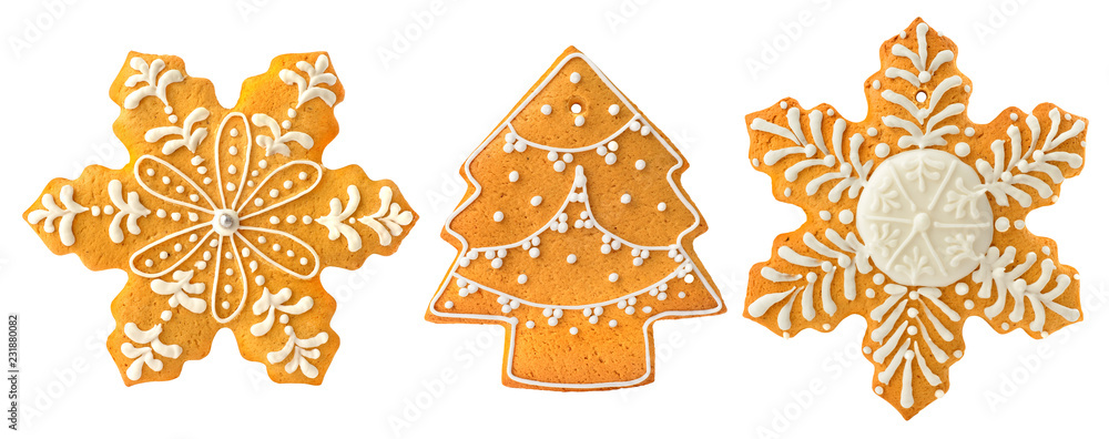 Christmas gingerbread on white background