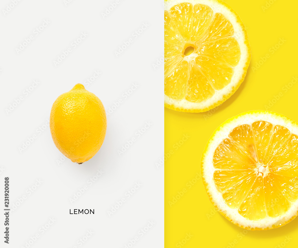 Creative layout made of lemon. Flat lay. Food concept. Macro concept.