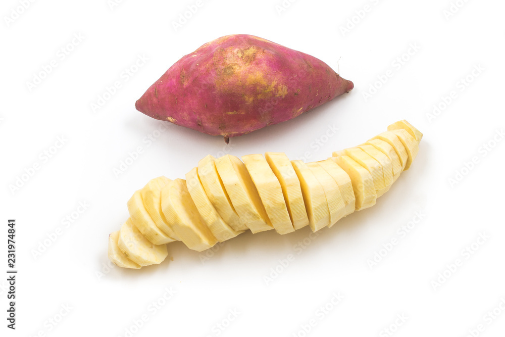 Peeled and sliced ​​sweet potatoes