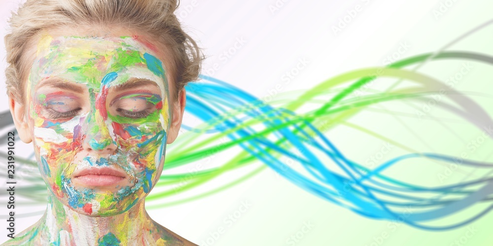 Young beautiful woman with painted face and