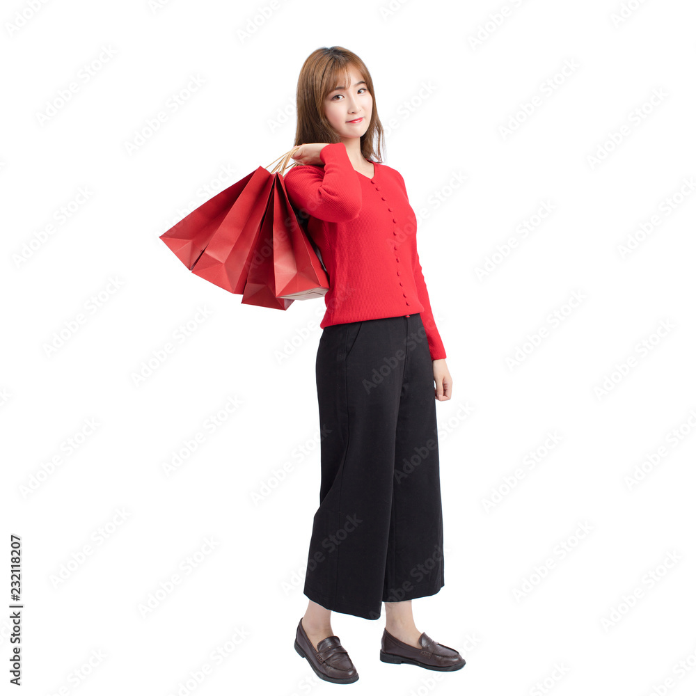 young woman with red umbrella