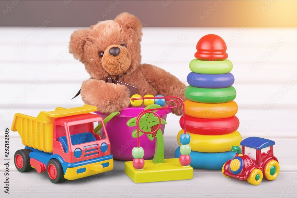 Toys collection isolated on  background