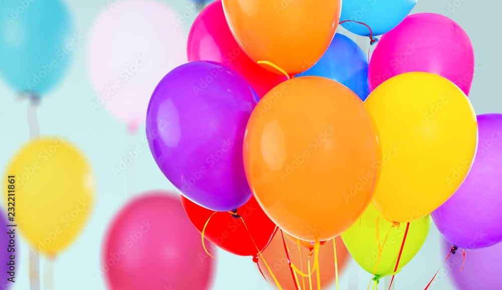 Bunch of colorful balloons on  background