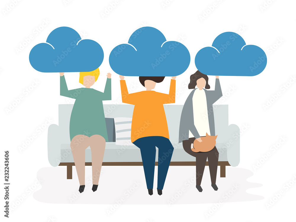 Illustration of people avatar cloud connection concept