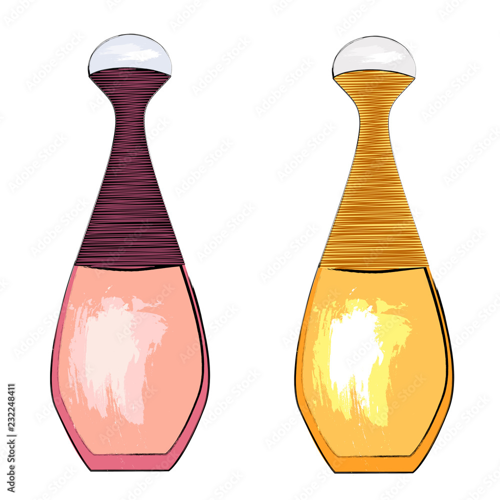 Collection of  perfume and adekalon  bottle icon. Vector Illustration