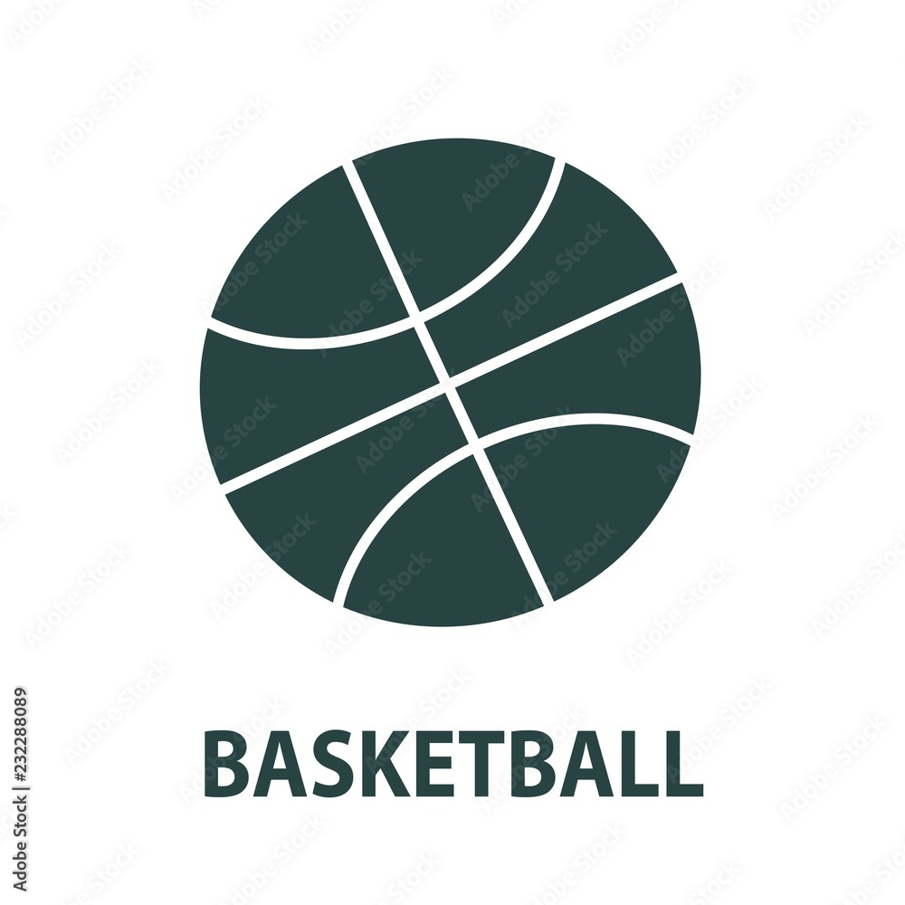 Flat icon basketball ball isolated on white background. Vector illustration.