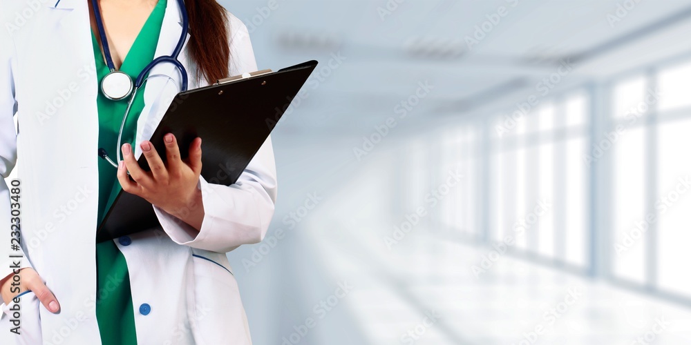 Close-up Doctor at hospital working with tablet pc