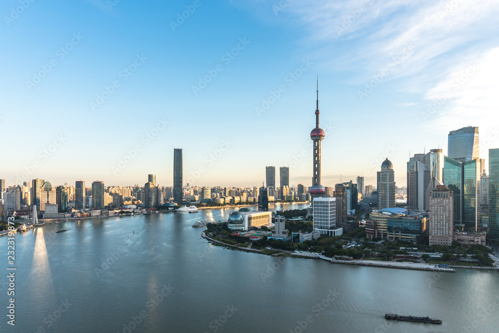 panoramic city skyline in shanghai china