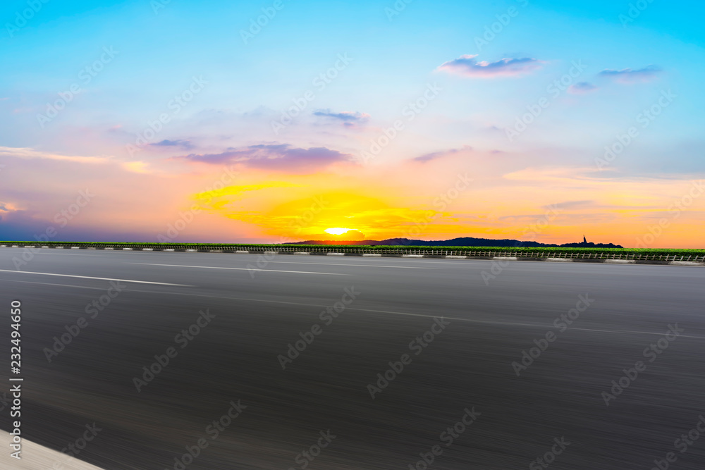 Sky Highway Asphalt Road and beautiful sky sunset scenery