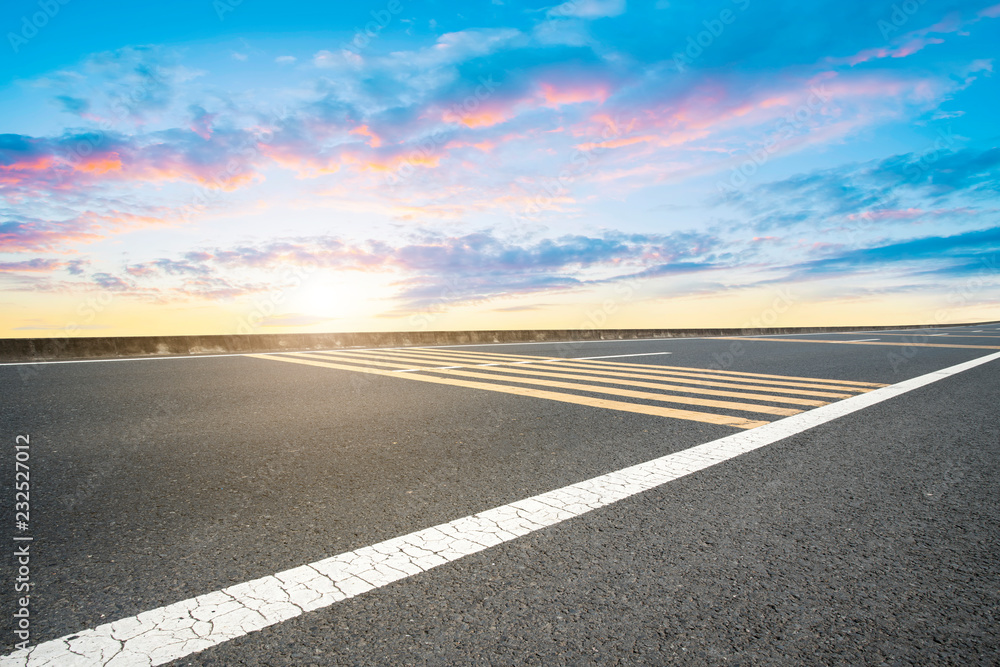 Sky Highway Asphalt Road and beautiful sky sunset scenery