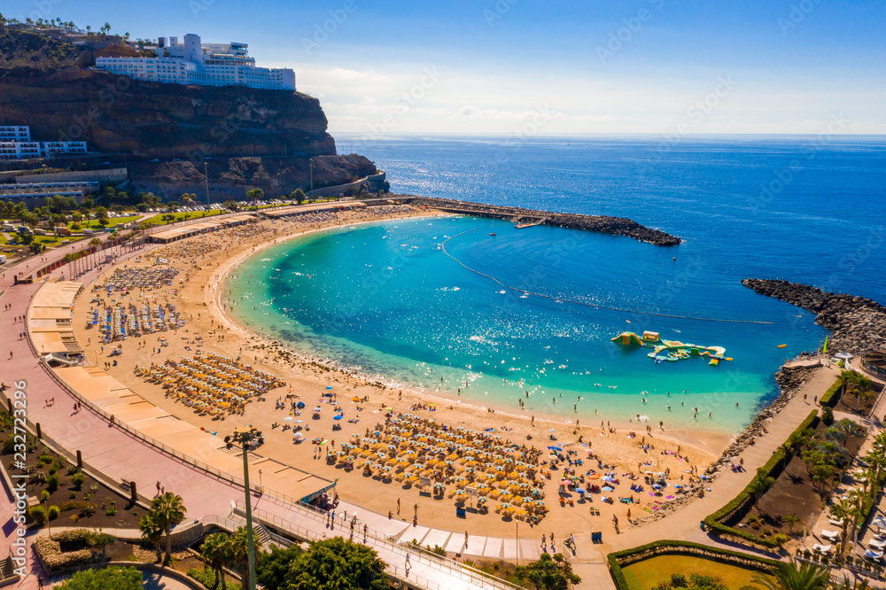 Aerial view of the Gran Canaria island near Amadores beach