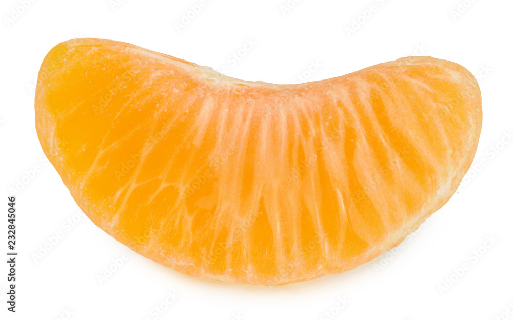 Tangerine slice isolated on white background