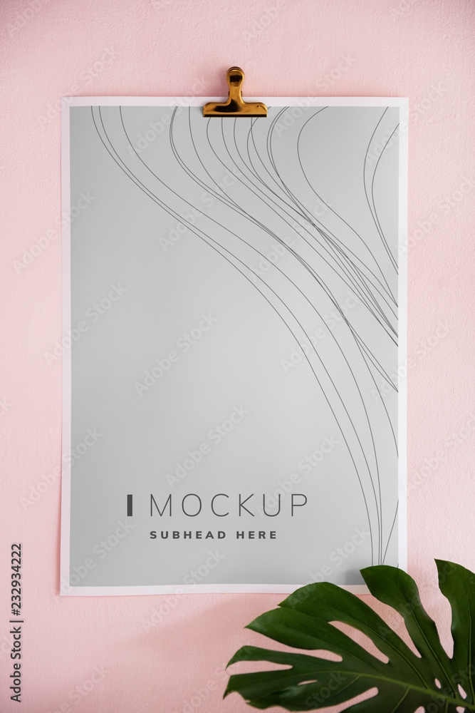 Wave texture paper board design mockup