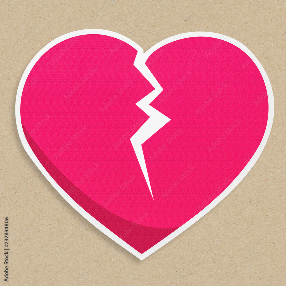 Broken heart icon isolated