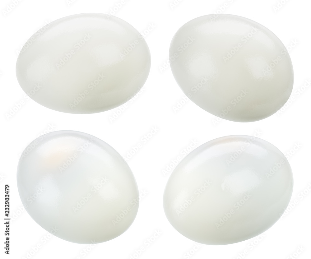 Egg. Peeled boiled egg isolated. With clipping path. Collection.