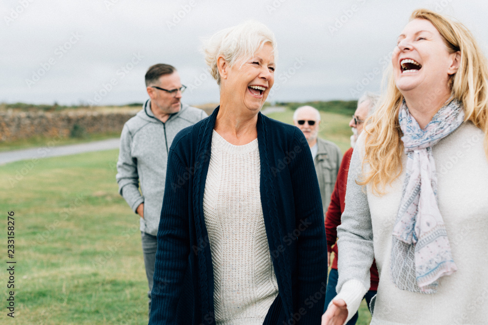 Group of elderly people enjoying together