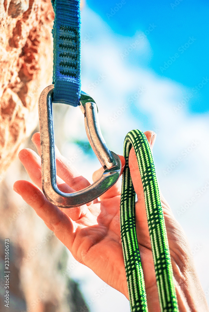 Climbers rope and quick-draws