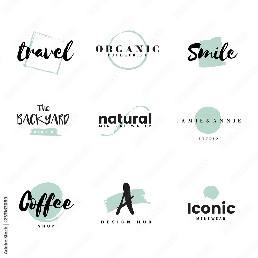 Collection of logos and branding vector