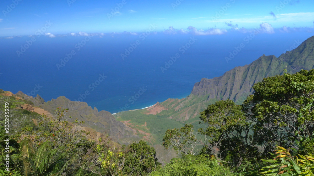 令人惊叹的峡谷山谷俯瞰完美的海湾