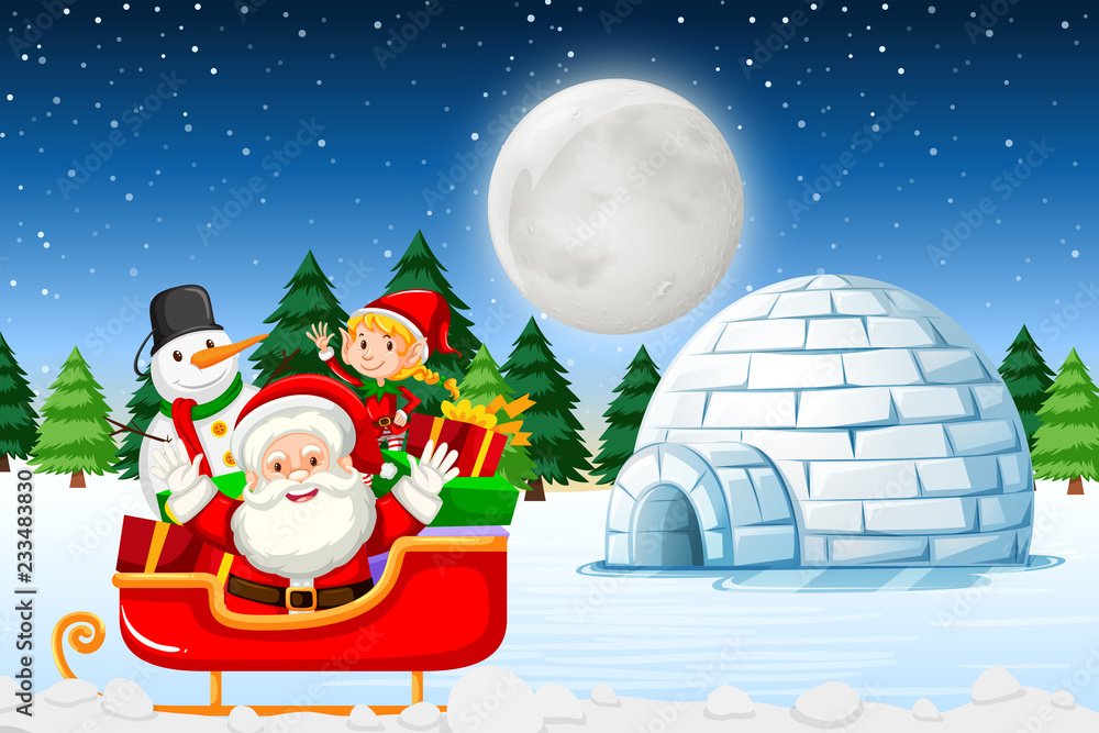 Santa at the winter landscape