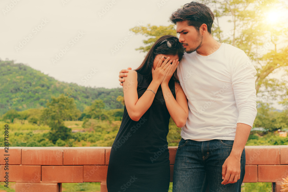 Unhappy couple of man and woman. Bad marriage and problem concept.