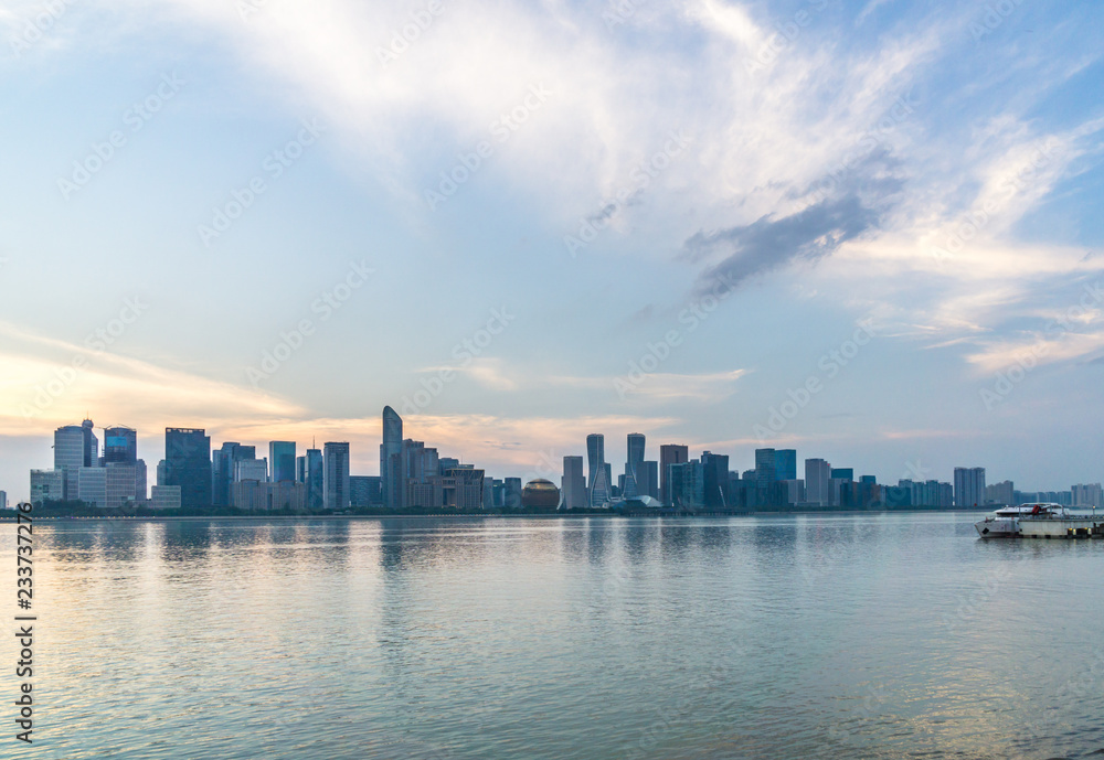 中国杭州全景城市天际线