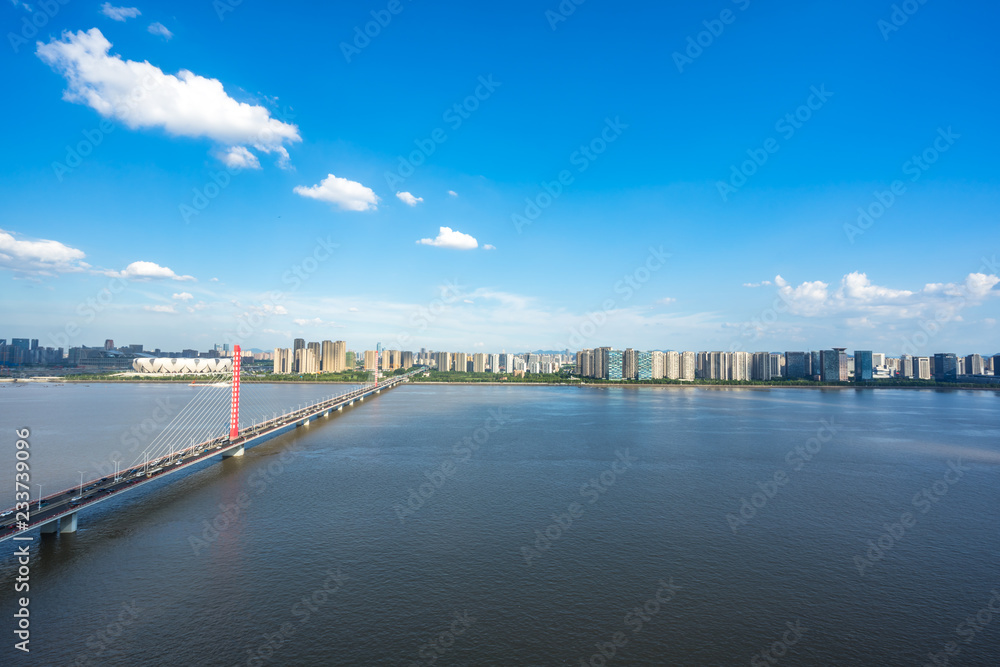 panoramic city skyline in hangzhou china