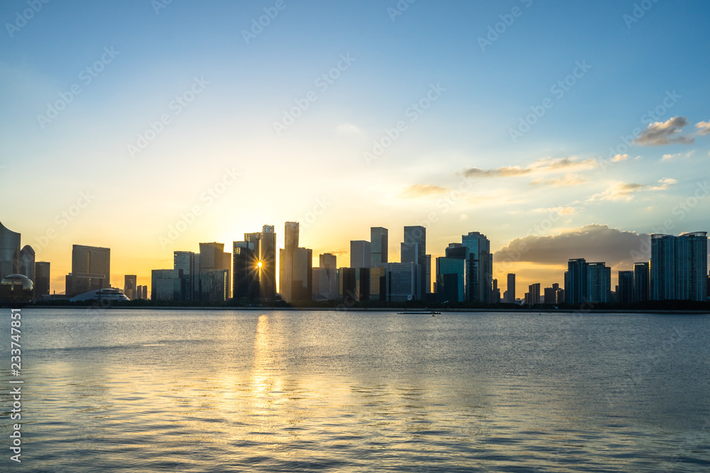 中国杭州全景城市天际线