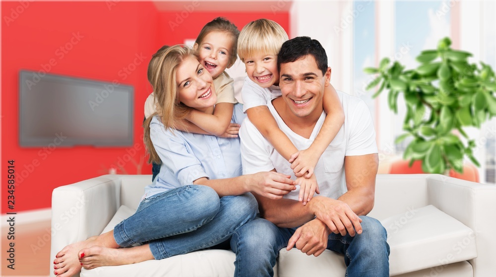 Beautiful smiling family on background