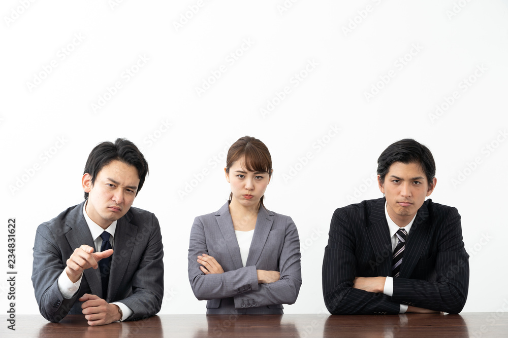 asian business group in conference room on white background