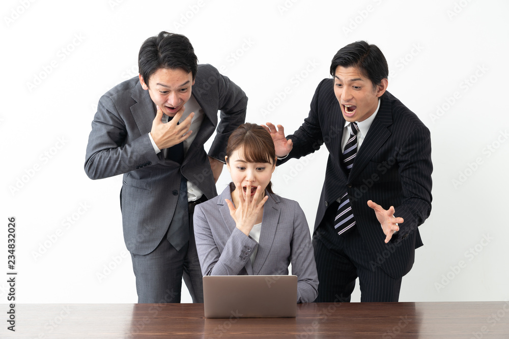 asian business group in conference room on white background