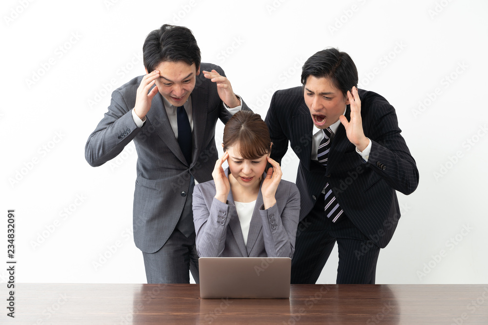 asian business group in conference room on white background