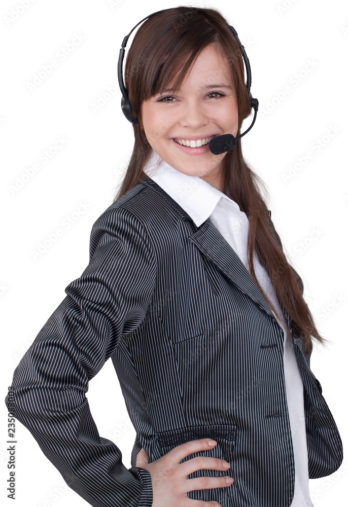 Businesswoman Call Center Employee - Isolated