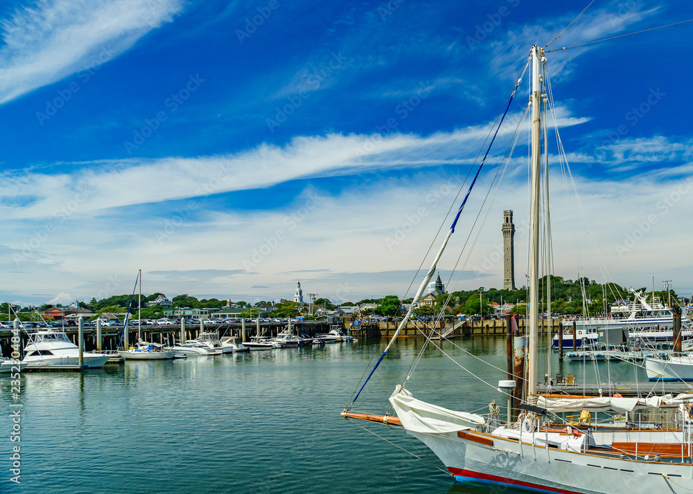 Provincetown Marina and Pilgrim Monument, Provincetown MA US