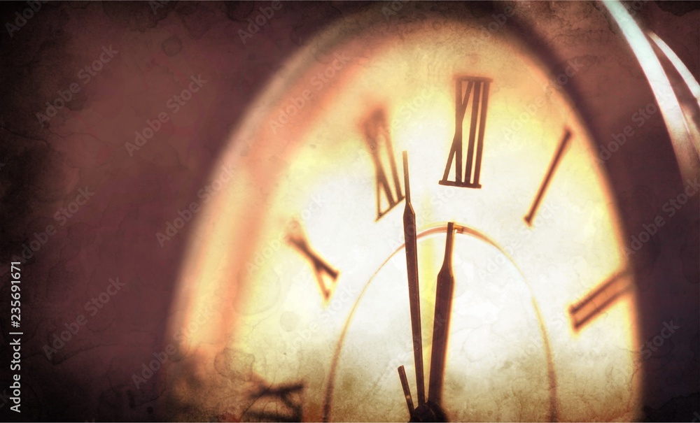 Close-up photo of vintage clock on background