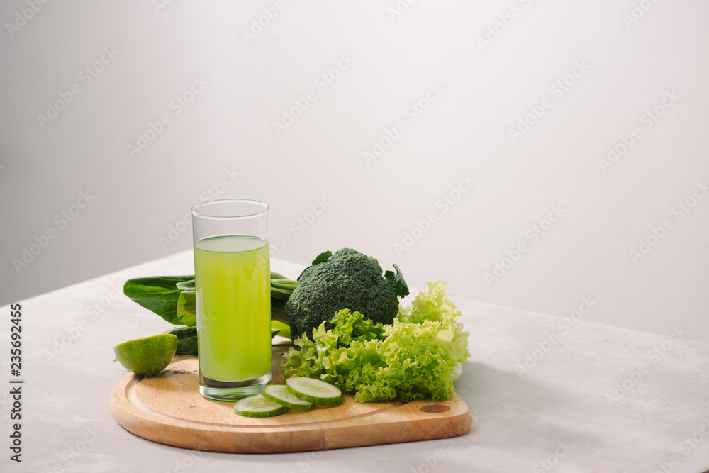 Various freshly squeezed vegetable juices for Fasting