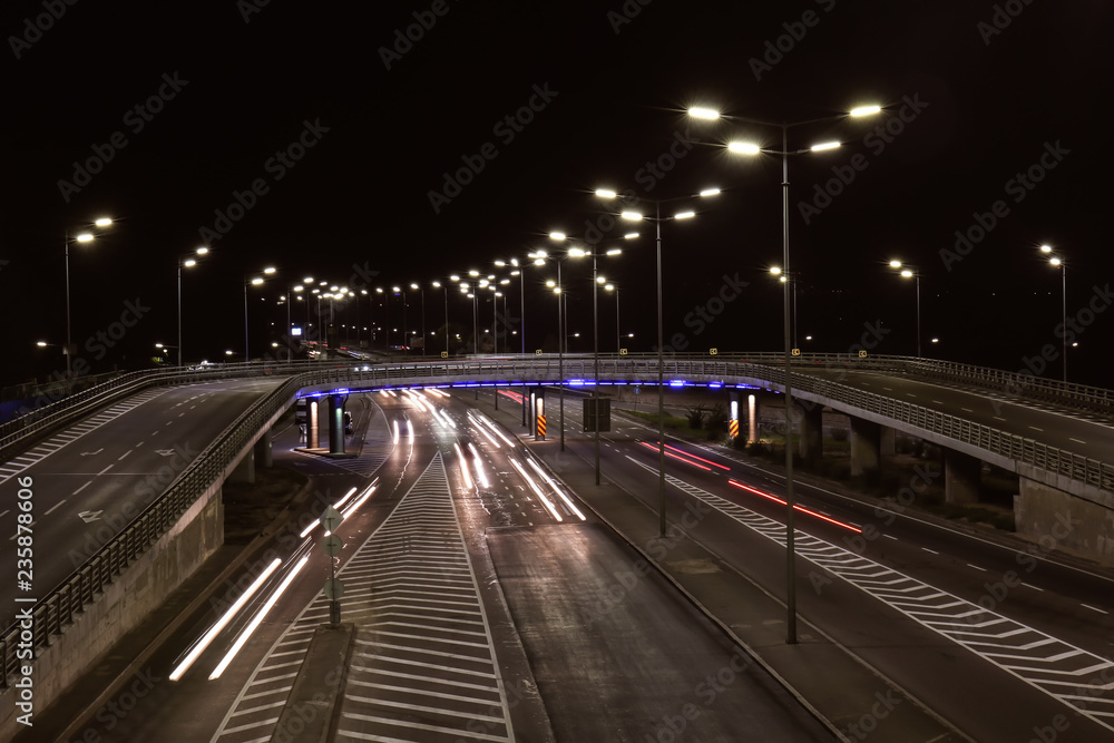 夜晚城市道路美景