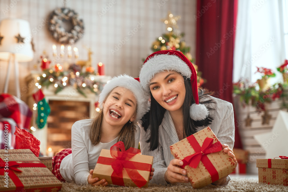 family celebrating Christmas