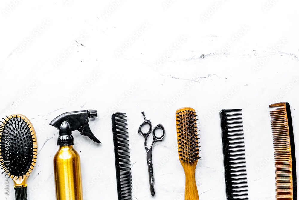 styling hair with tools in barbershop on white background top vi