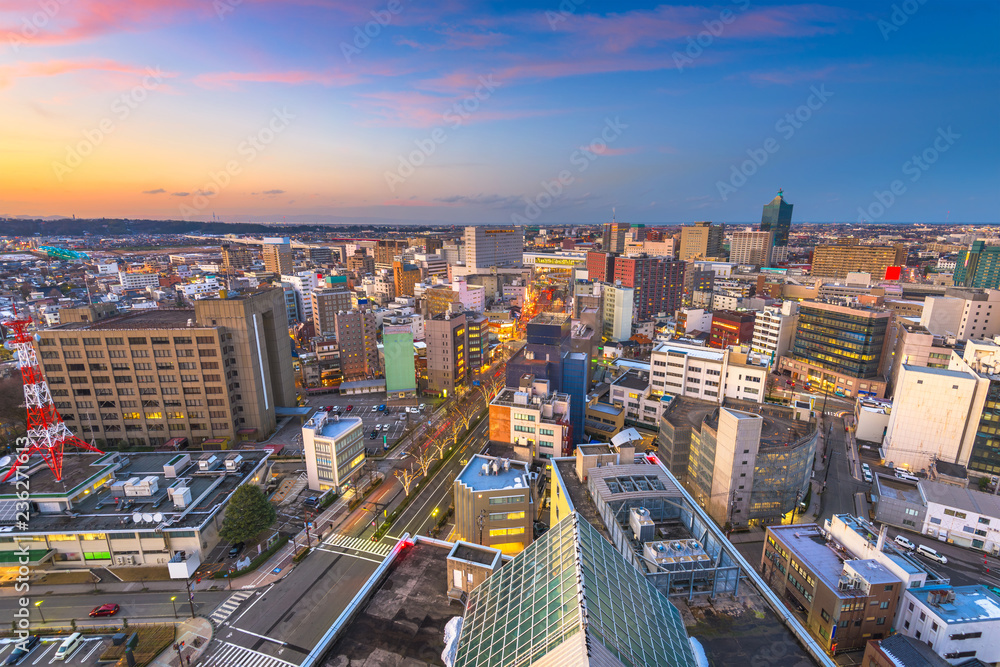 日本富山市中心城市天际线