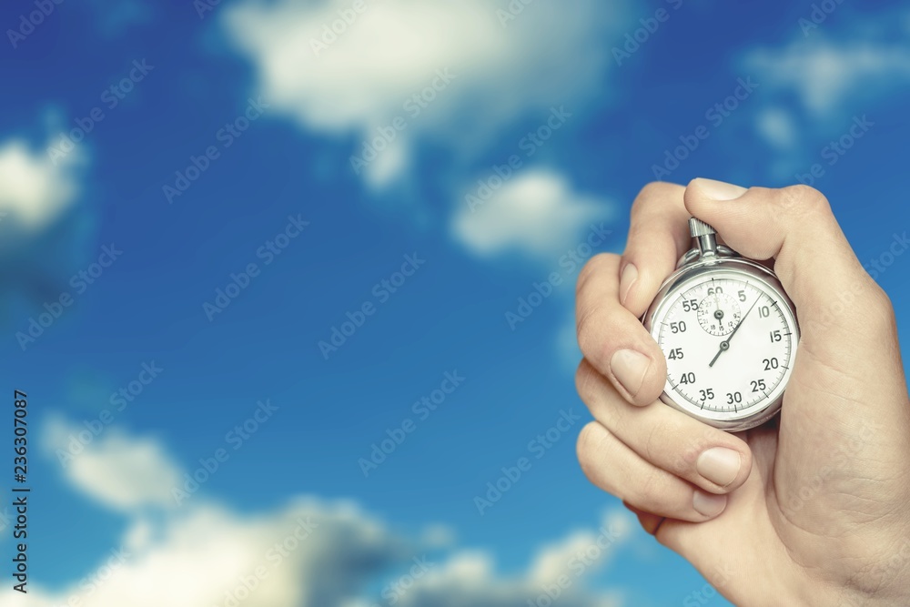 Close-up Stopwatch in Human Hand, Timer