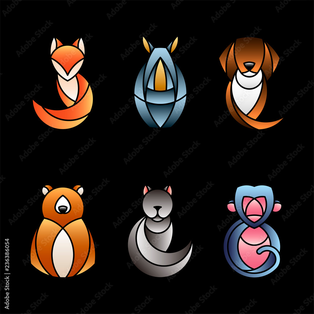 Set of cute animal design vectors