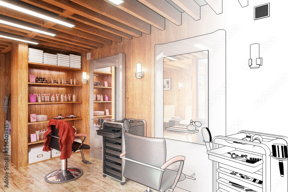 Barbershop Design (project)- 3d illustration