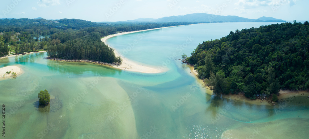 Beautiful tropical sea landscape nature view scenery background,Aerial view drone shot