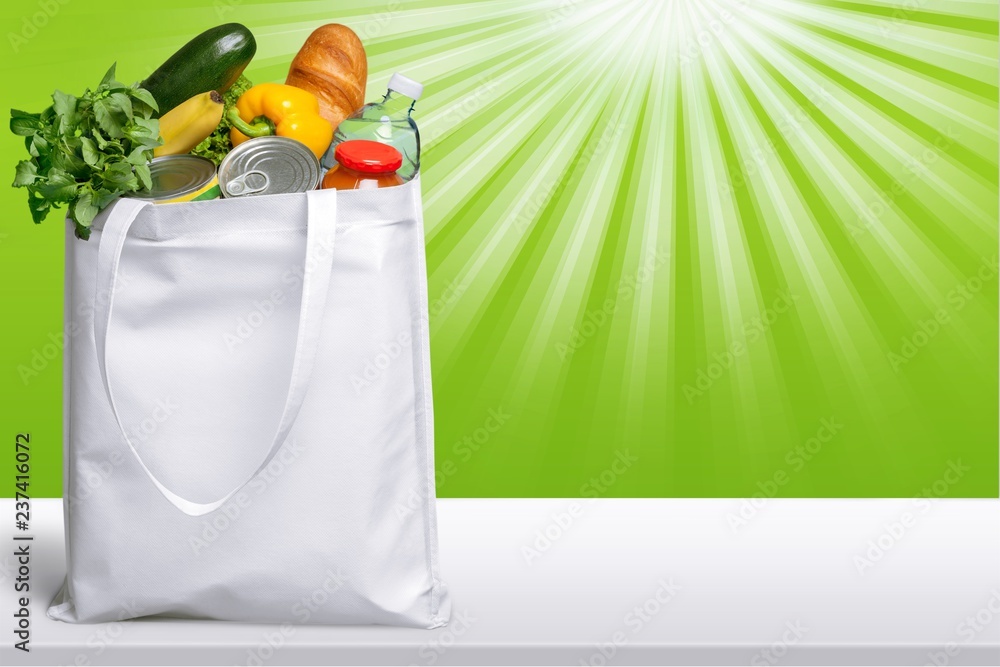 Full shopping  bag, isolated over  background