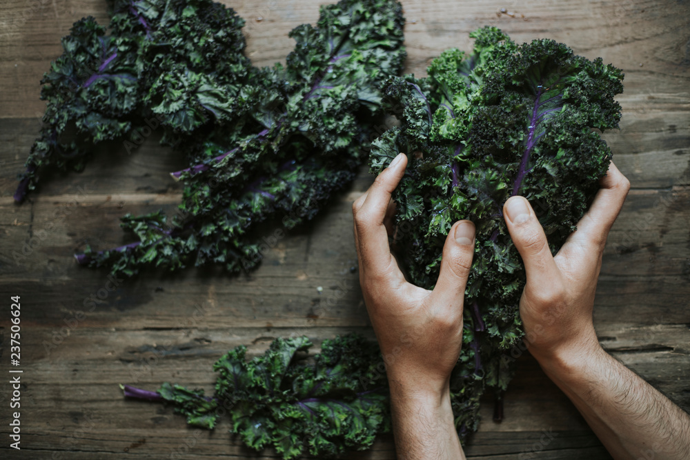 Closeup of fresh green kale