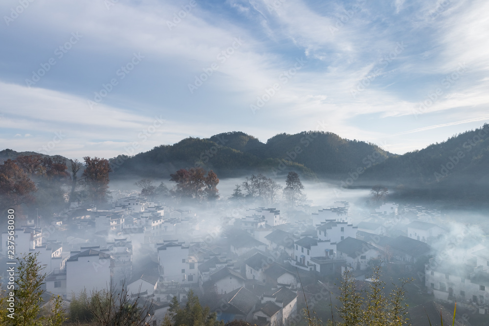 石城村清晨的婺源景观