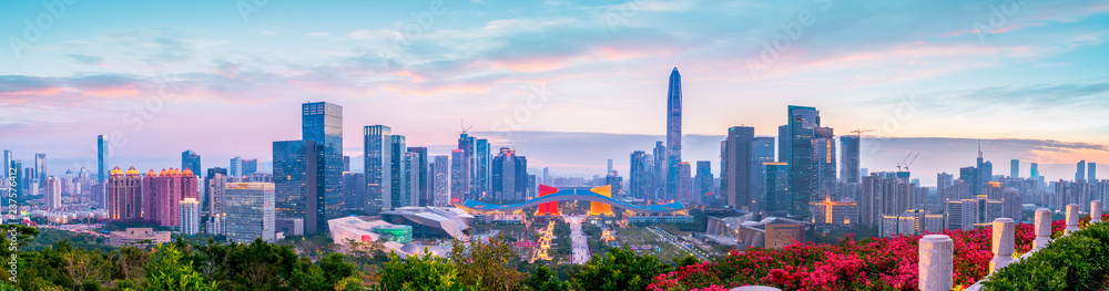 深圳城市天际线与建筑景观夜景……